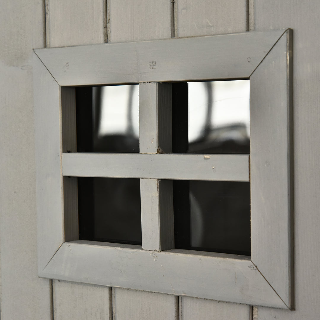 MCL Wooden Garden Shed with Two Windows, Tool Storage Cabinet, Outdoor Double Door Organizer 127.5L x 50W x 164H cm, Grey