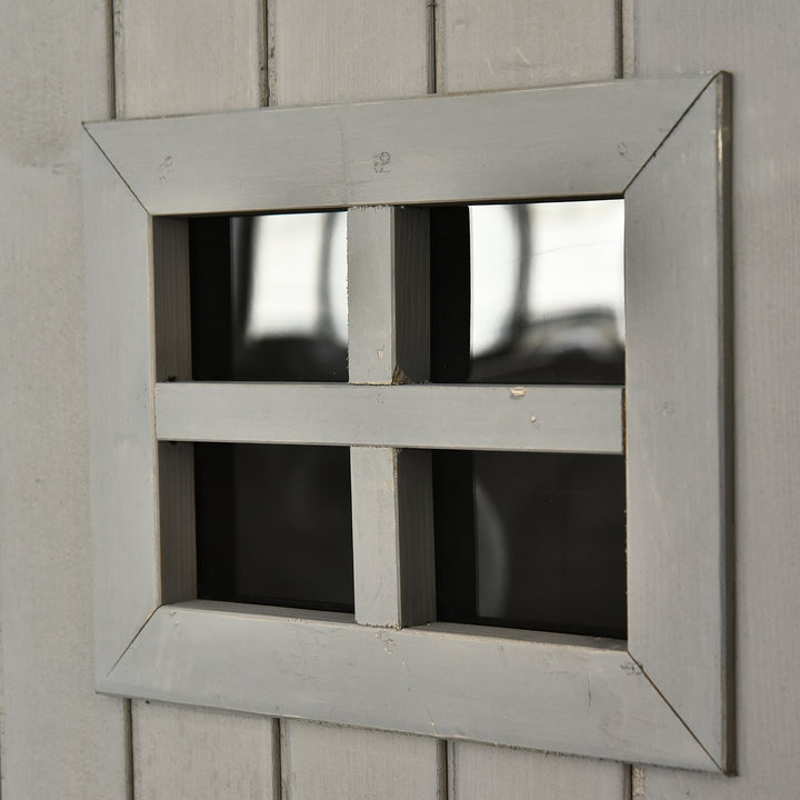 MCL Wooden Garden Shed with Two Windows, Tool Storage Cabinet, Outdoor Double Door Organizer 127.5L x 50W x 164H cm, Grey