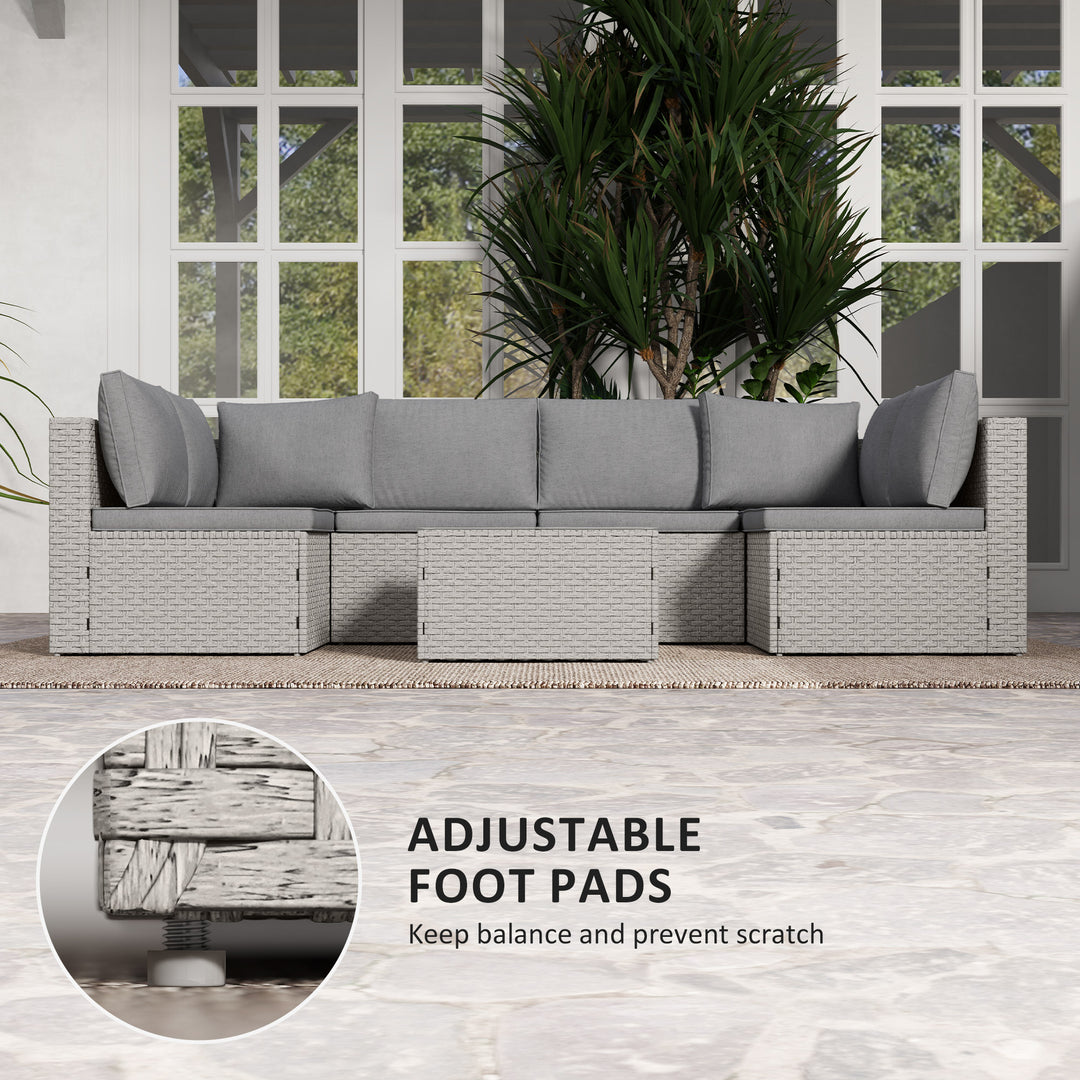 Seven-Piece Modular Rattan Set - Grey