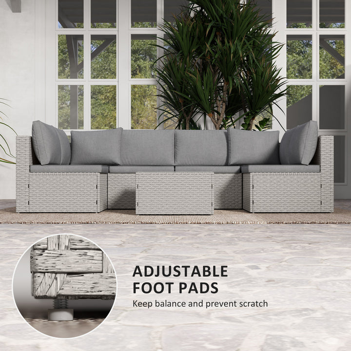Seven-Piece Modular Rattan Set - Grey