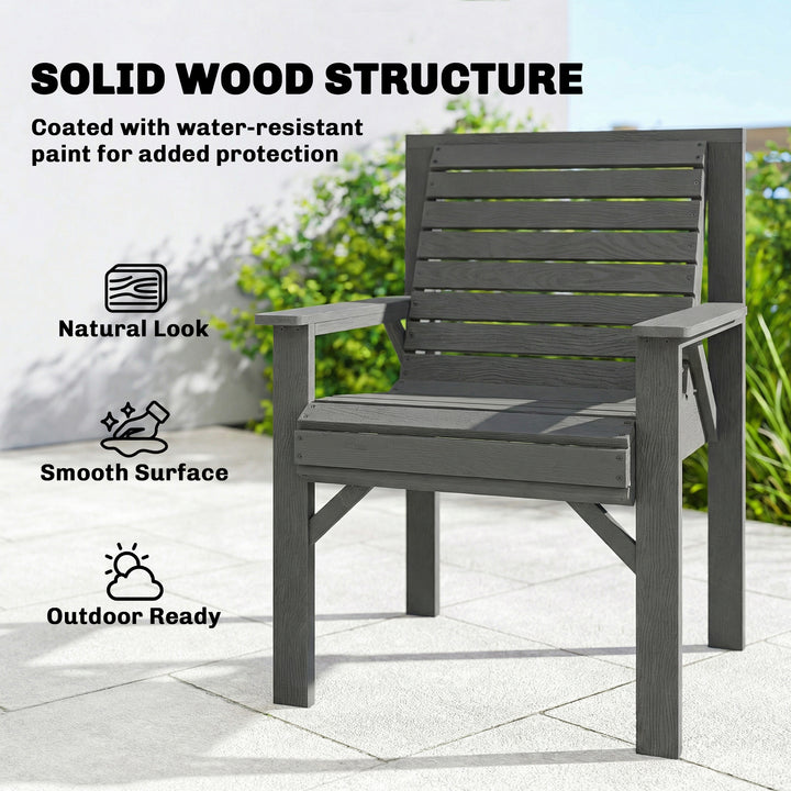 Wooden Garden Dining Chair, Outdoor Chair Garden Armchair with Curved 