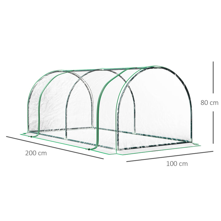 Outsunny Transparent Tunnel Greenhouse, Outdoor Green Grow House, Steel Frame, PE Cover, 200 x 100 x 80 cm