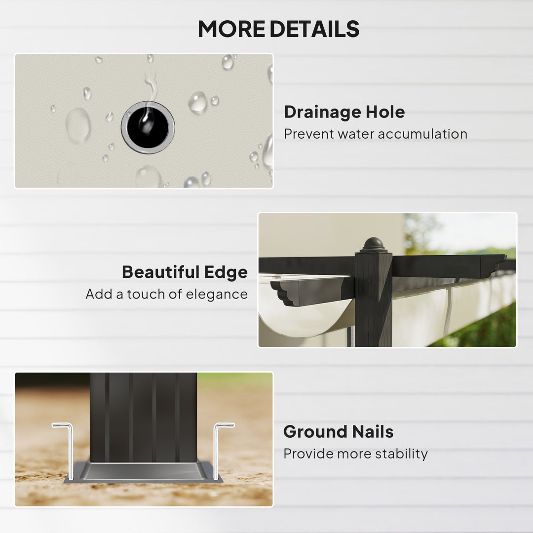 MCL 4 x 3(m) Aluminium Pergola with Retractable Roof, Garden Gazebo Canopy Shelter for Outdoor, Patio, Cream White