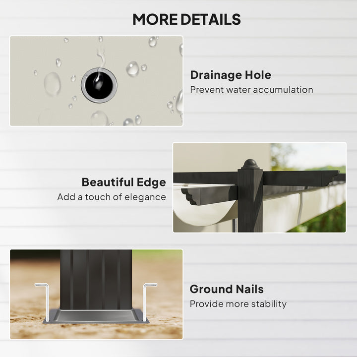 MCL 4 x 3(m) Aluminium Pergola with Retractable Roof, Garden Gazebo Canopy Shelter for Outdoor, Patio, Cream White