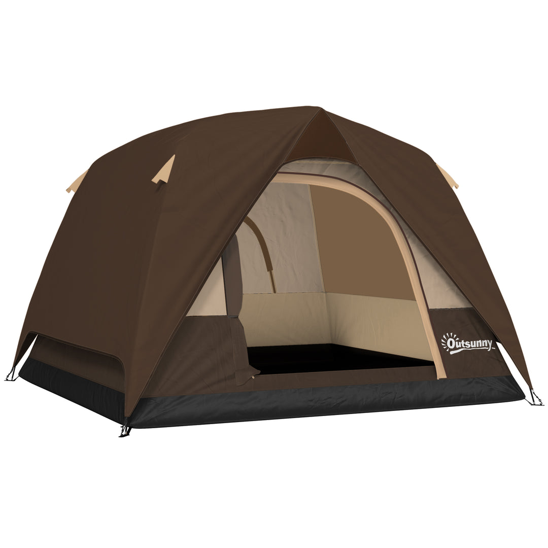 3-4 Person Camping Tent, Easy Set Up 3-4 Man Tent w/ Sewn-in Groundshe