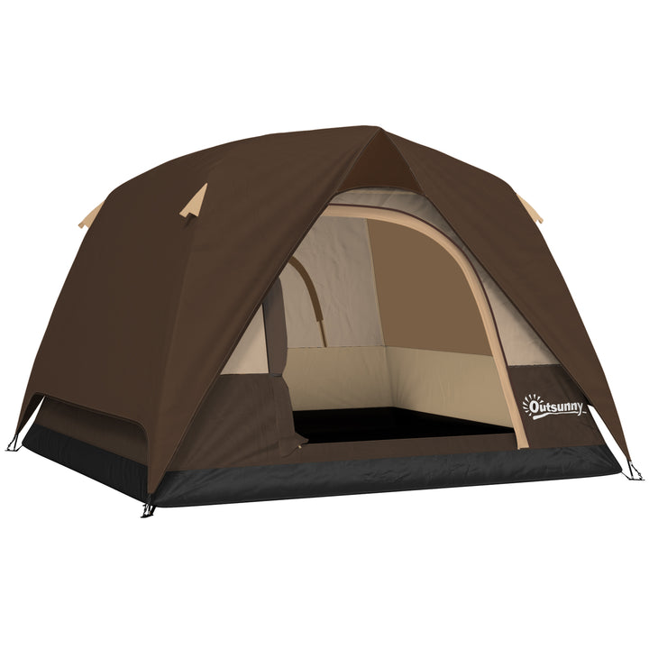 3-4 Person Camping Tent, Easy Set Up 3-4 Man Tent w/ Sewn-in Groundshe