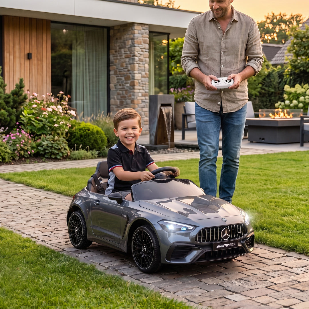 Licensed Mercedes AMG Kids Electric Car, 12V Ride On Car with Dual Mot