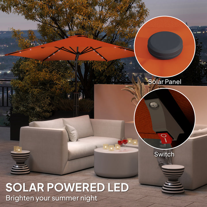 3(m) Solar LED Cantilever Parasol - Orange