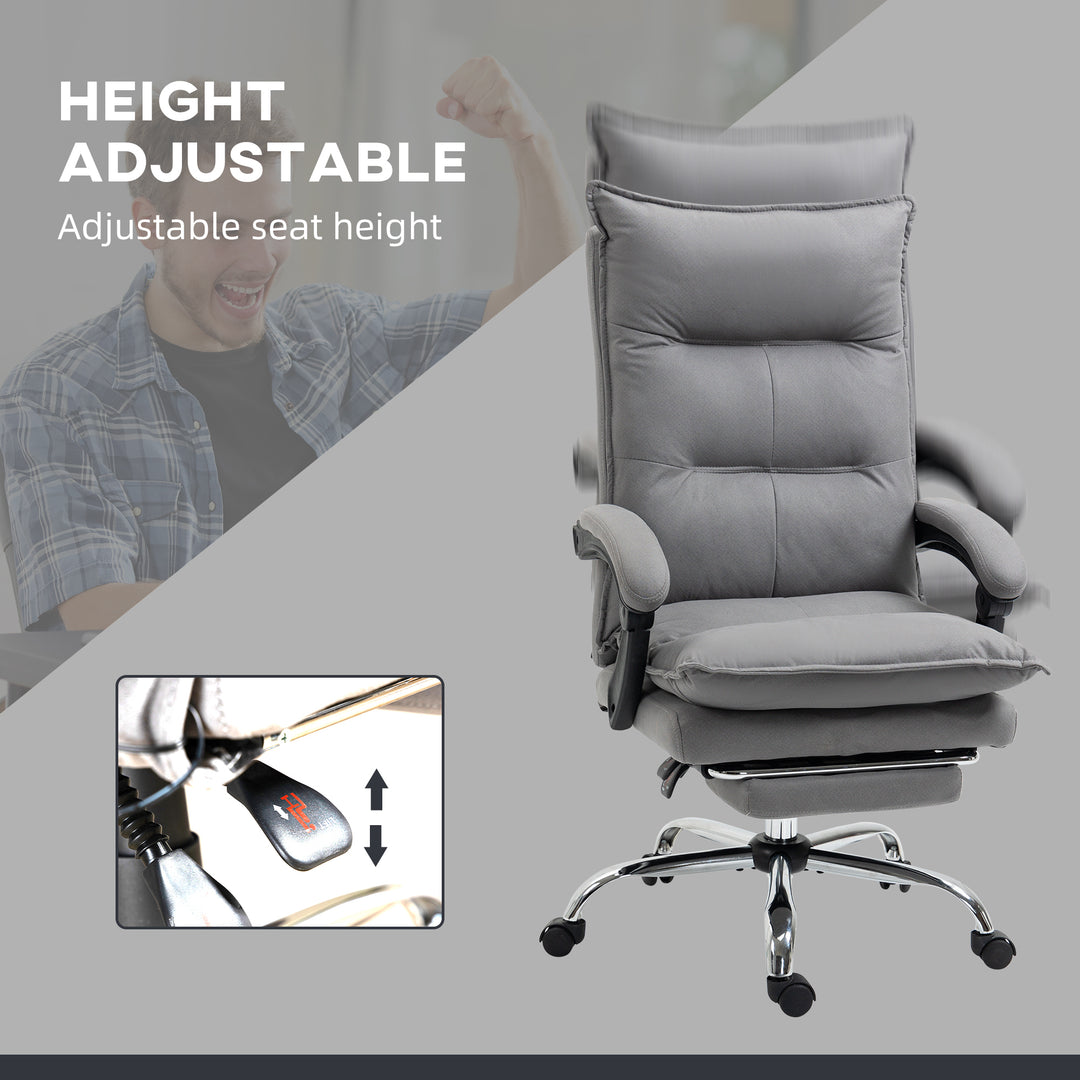 Massage Office Chair with Footrest, Desk Chair with 6 Point Massage and Heat, 155° Reclining Back for Home, Thick Padding, Grey