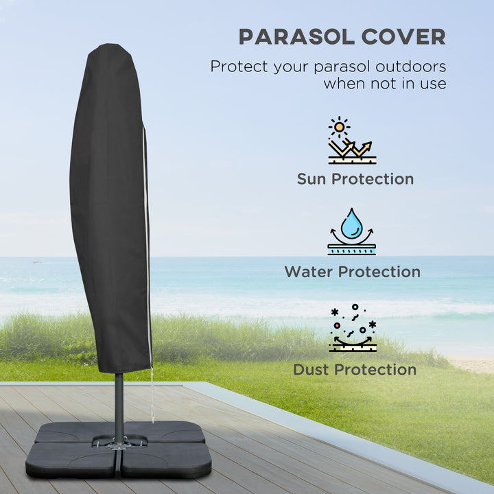 3m Overhanging Parasol, with Base, Weights and Cover - Blue