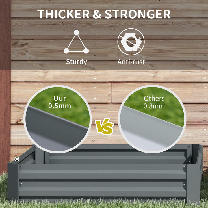 Set of 2 291L Raised Garden Bed, Elevated Galvanised Planter Box for Flowers, Herbs, 100x100x30cm, Dark Grey