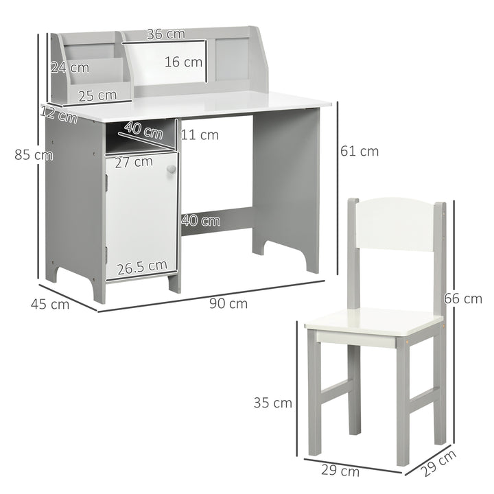 Kids Table and Chair Set w/ Whiteboard - Grey