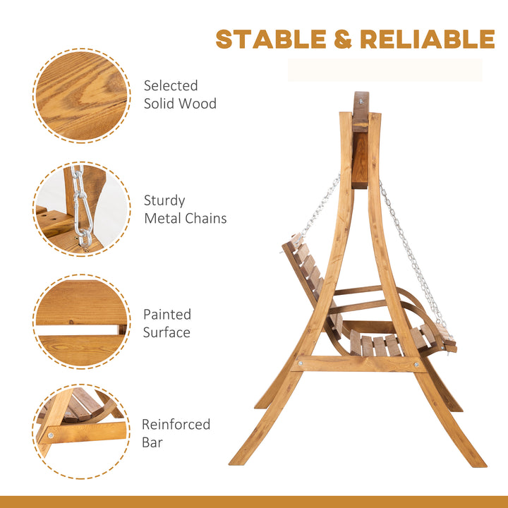 2 Seater Garden Swing Seat Swing Chair, Outdoor Wooden Swing Bench Seat