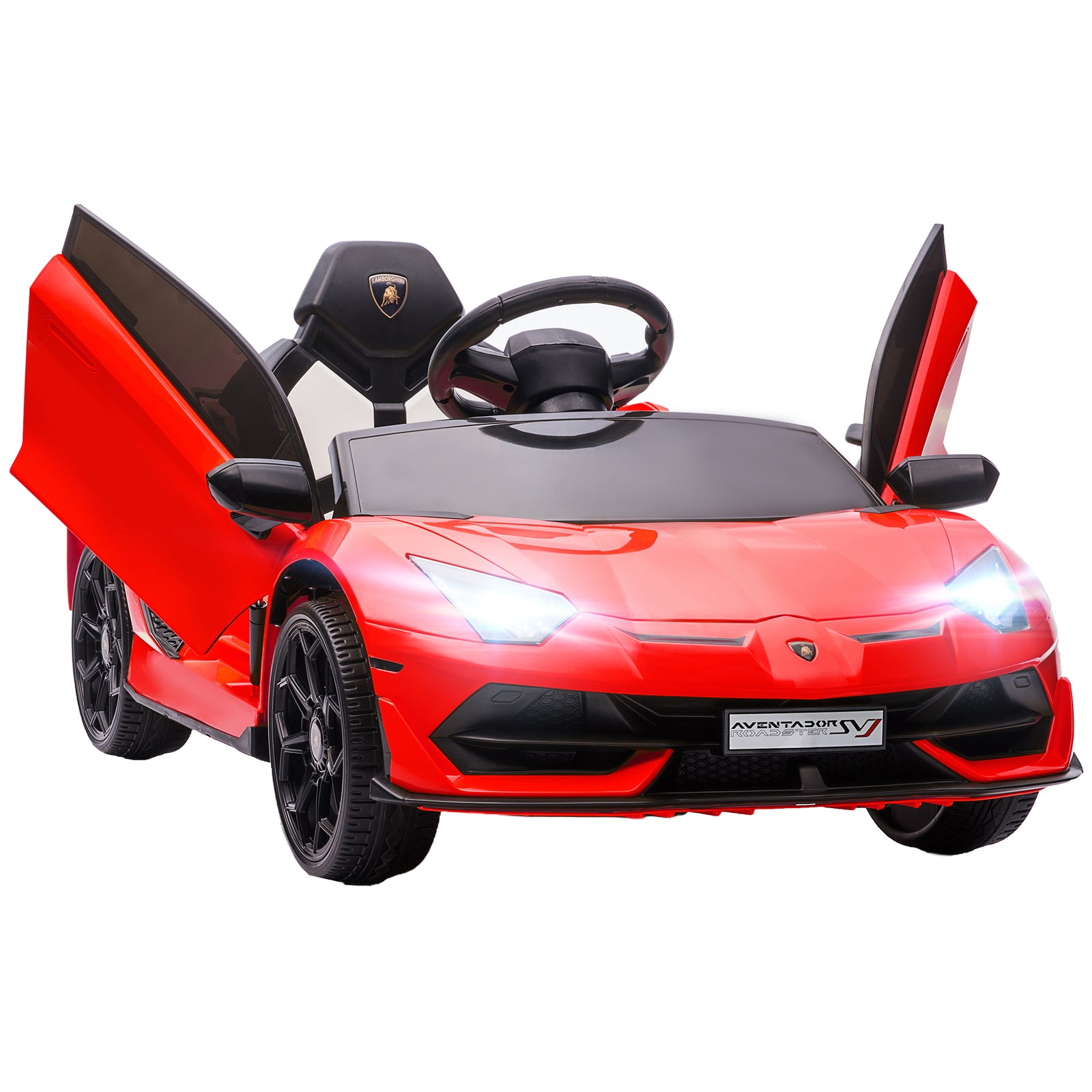 Lamborghini Licensed 12V kids Electric Car w/ Butterfly Doors, Remote, Music, Horn, Suspension - Red