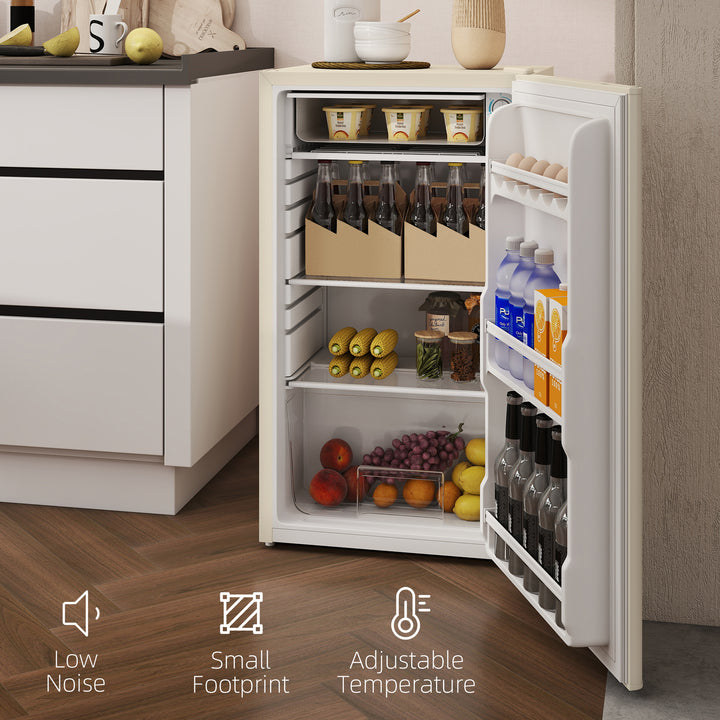 91 Litre Freestanding Under Counter Fridge Freezer, Small Fridge with Chiller Box, Adjustable Thermostat, 47.5cm Wide, Beige