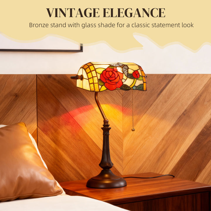 MCL Tiffany-Style Rose and Butterfly Table Lamp - Multi