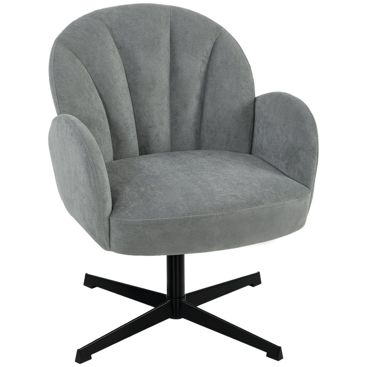 Swivel Accent Chair, Shell-Shaped Armchair with Spring Cushion, Metal 