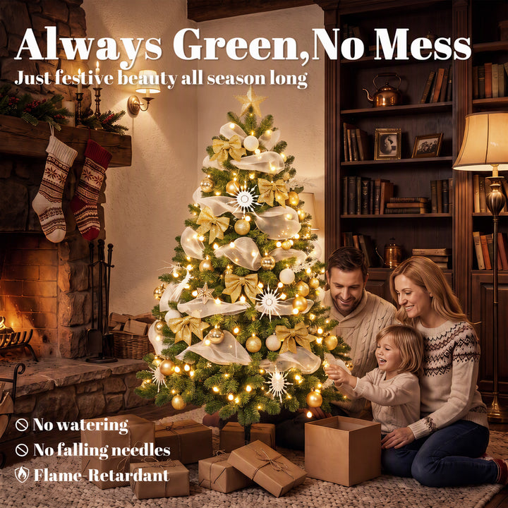 5ft Pre-Lit Christmas Tree with 150 LED Lights, Artificial Xmas Tree - view 4