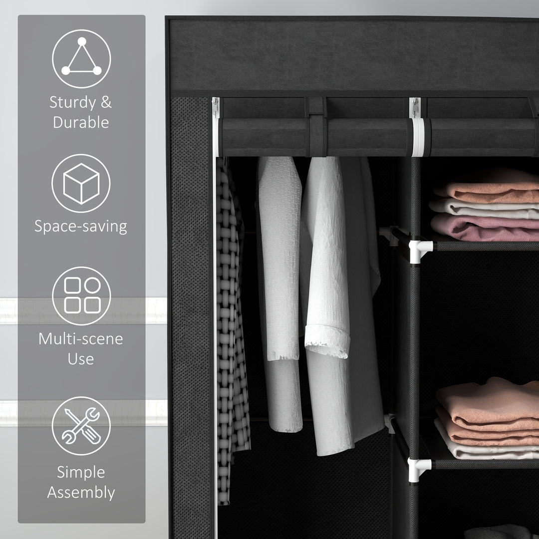 Foldable Fabric Wardrobe for Bedroom, Portable Wardrobe with 5 Shelves