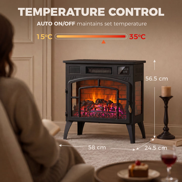 Smart Electric Fireplace Stove Log Burner, 3-Sided Glass WiFi - view 3