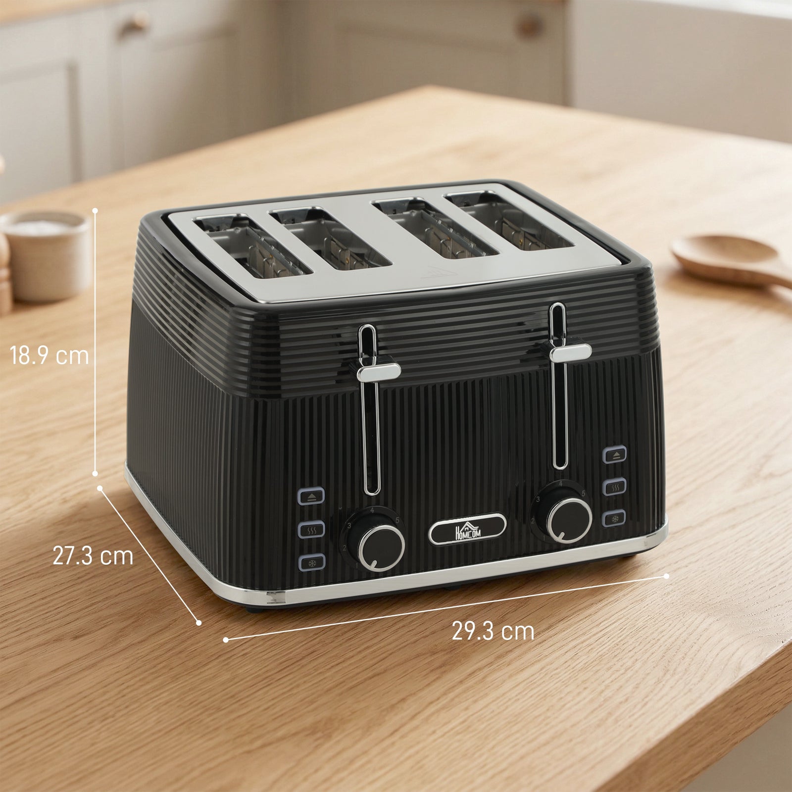 4 Slice Toaster with 7 Browning Levels, Bread Toaster with Removable C