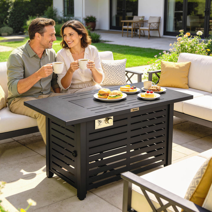 Propane Gas Fire Pit Table, Outdoor Firepit with 43" Steel Tabletop an
