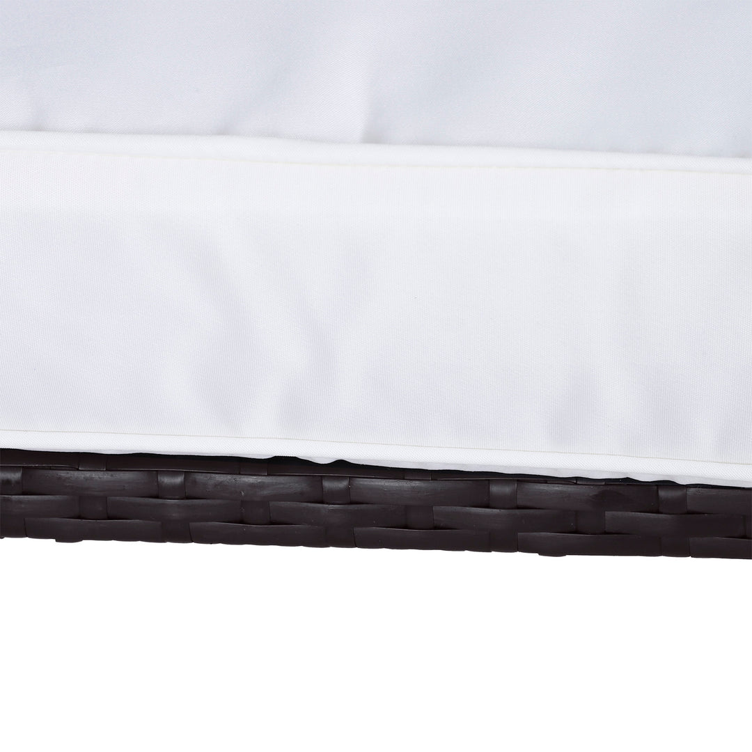 MCL Rattan Bistro Set, 3 Pieces Wicker Garden Furniture Set with Rocking Chairs and Round Glass Top Coffee Table, Small Balcony Furniture with Cushions for Outdoor, Porch, Brown