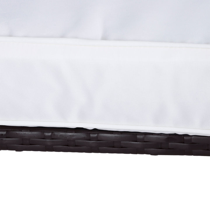 MCL Rattan Bistro Set, 3 Pieces Wicker Garden Furniture Set with Rocking Chairs and Round Glass Top Coffee Table, Small Balcony Furniture with Cushions for Outdoor, Porch, Brown