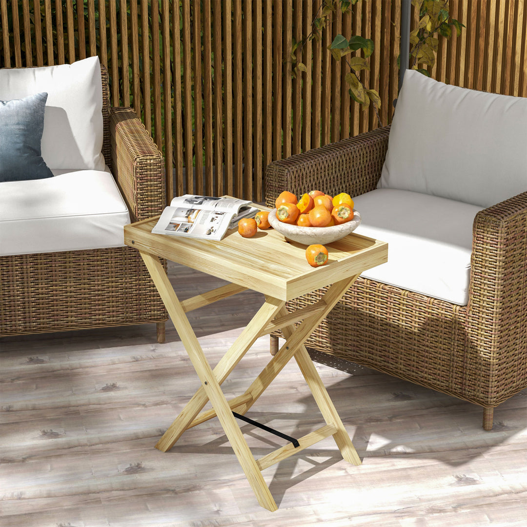 Outsunny Garden Table, Wooden Outdoor Side Table, 68x44cm, Perfect for Patio or Balcony, Natural Finish