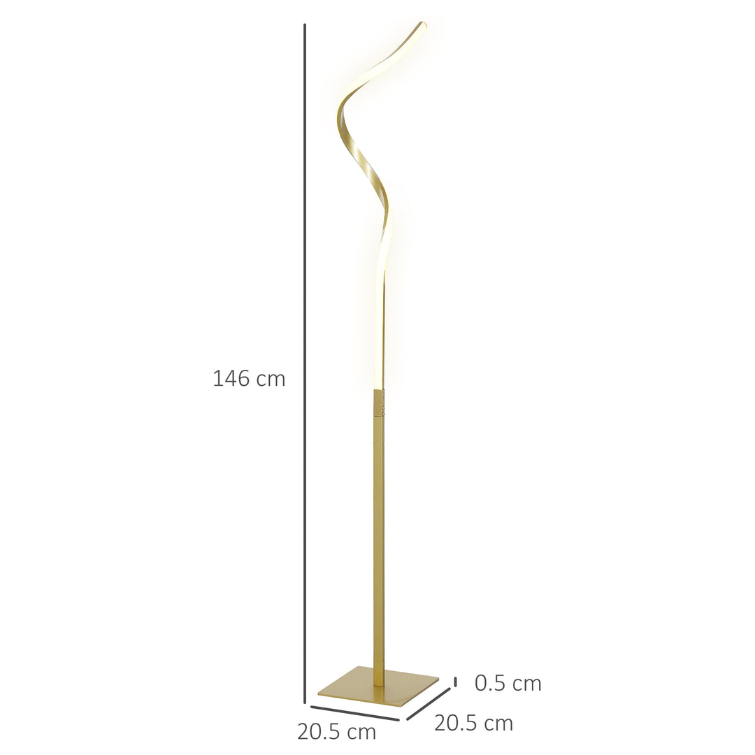 LED Floor Lamp with 3 Adjustable Brightness, Modern Dimmable Standing Lamp with Foot Switch for Bedroom, Living Room, Gold Tone