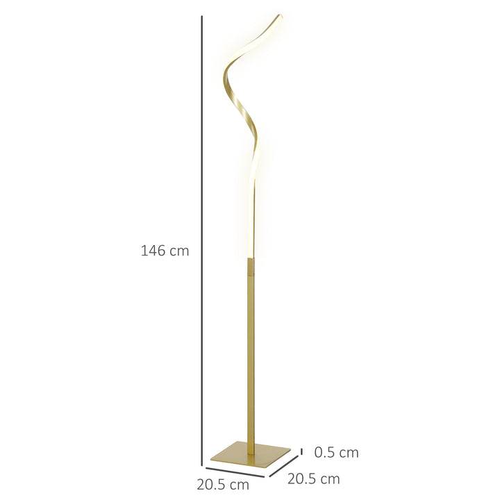 LED Floor Lamp with 3 Adjustable Brightness, Modern Dimmable Standing Lamp with Foot Switch for Bedroom, Living Room, Gold Tone