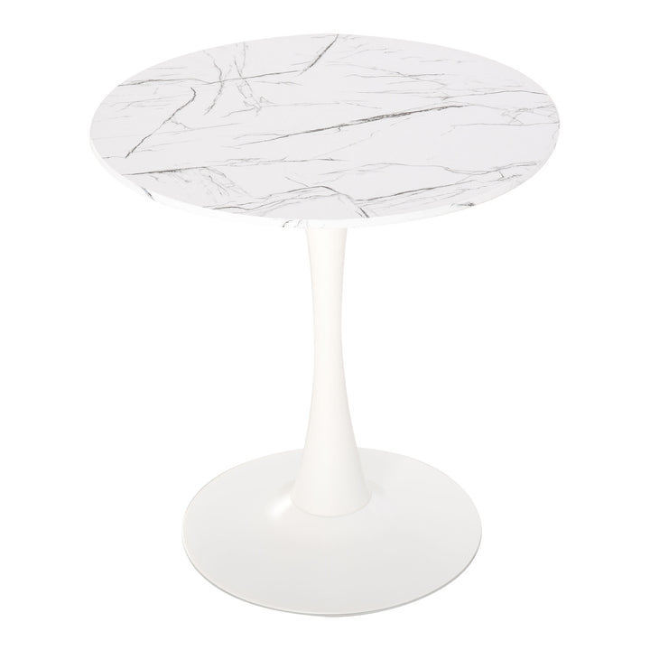 MCL Modern Round Dining Table Leisure Coffee Bistro Table with Metal Base for Kitchen & Dining Room White