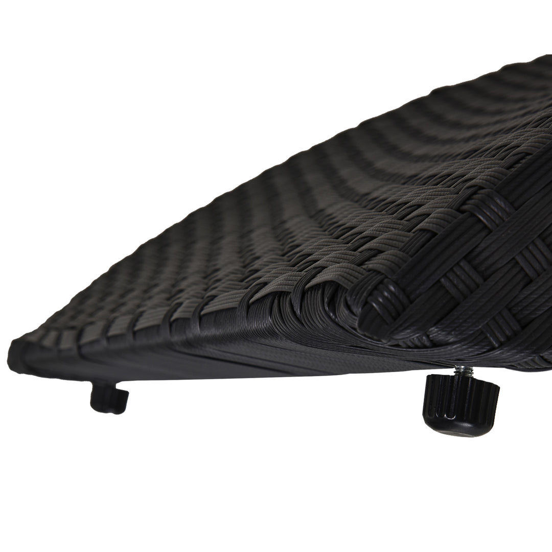 Outdoor Foldable PE Rattan Sun Lounger with Soft Padded Cushion, Ergonomic Curved Design Sun Bed for Balcony, Garden, Black