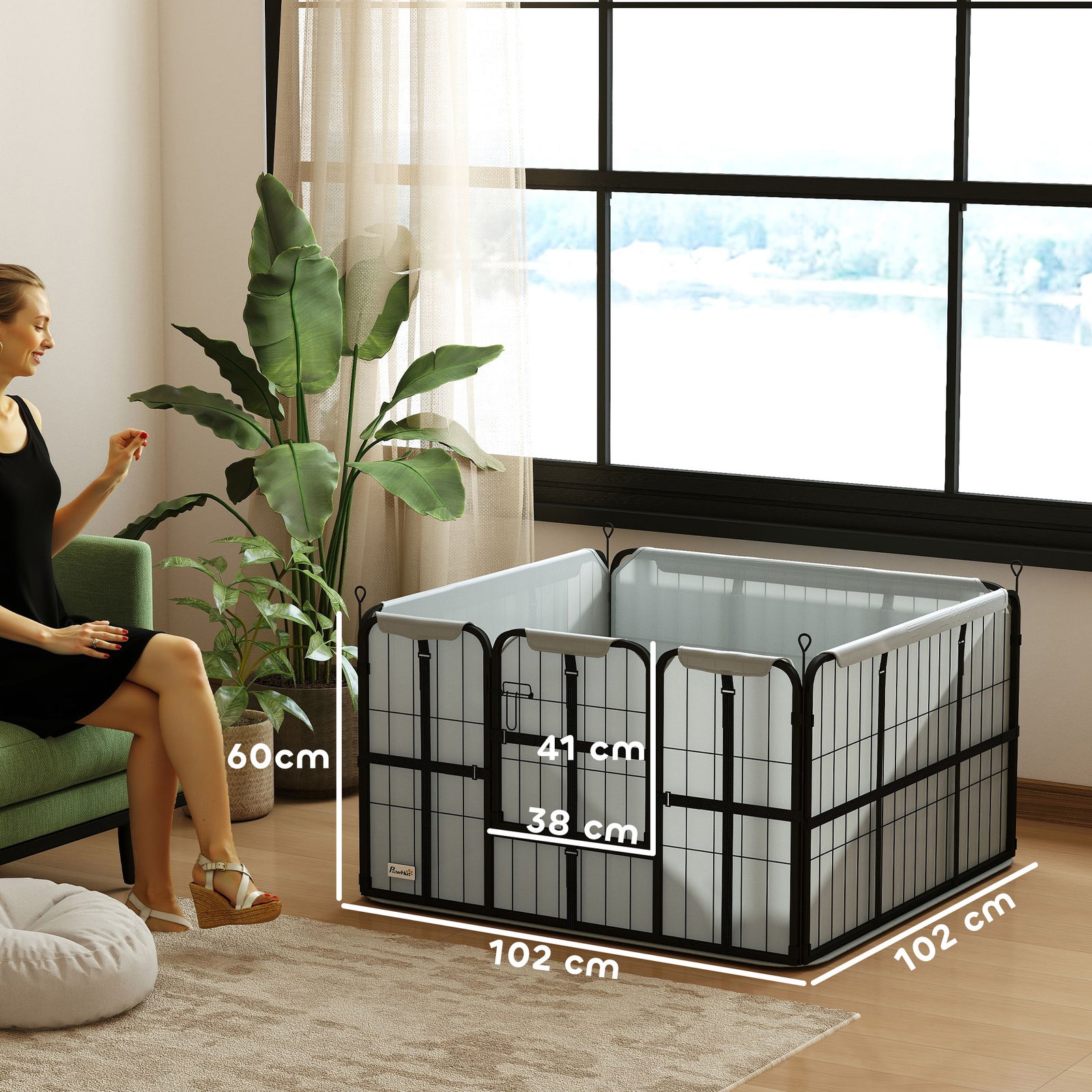 Steel Dog Whelping Box with Washable Whelping Pad, Wind-Resistant Clot