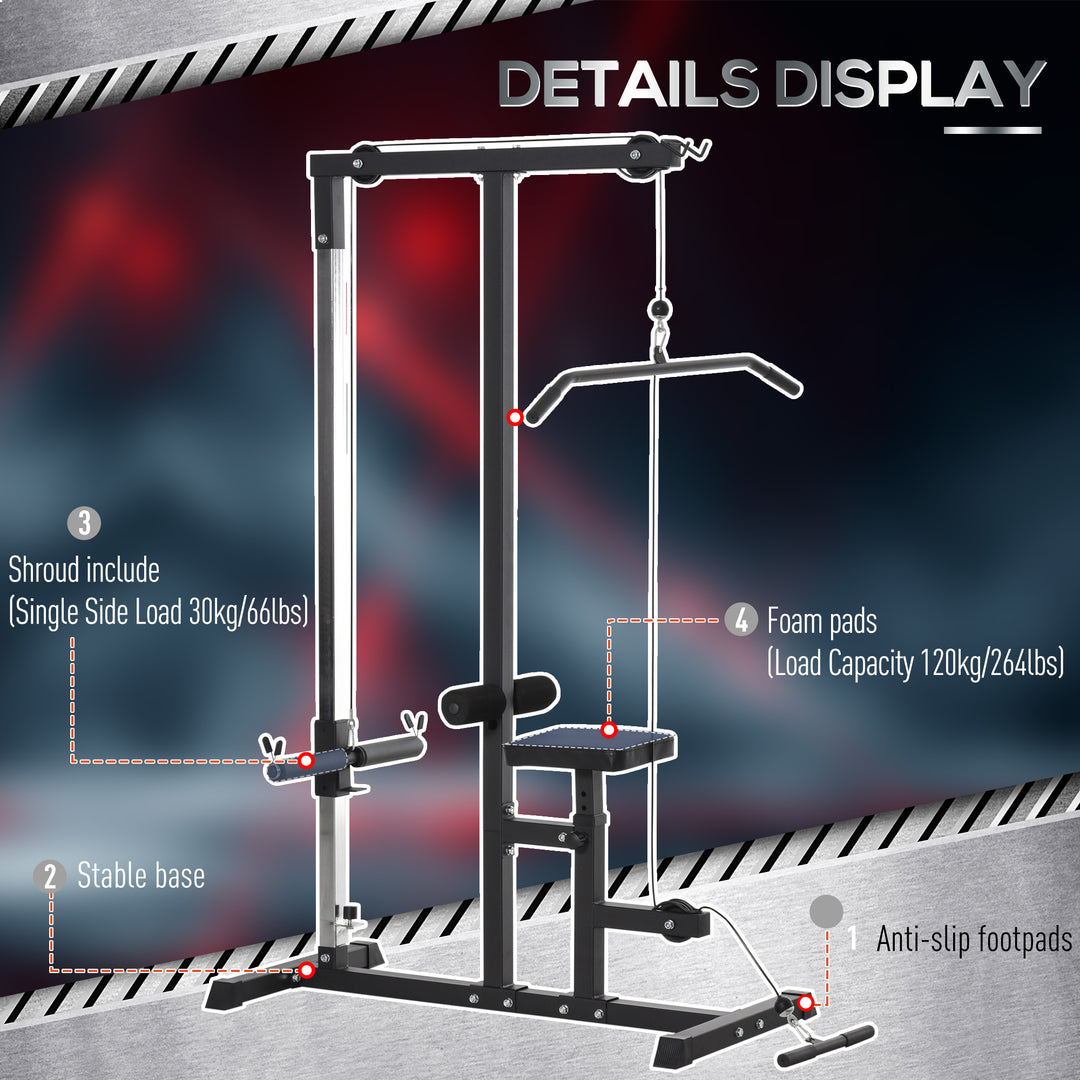 Exercise Pulley Machine Power Tower with Adjustable Seat Cable Positions