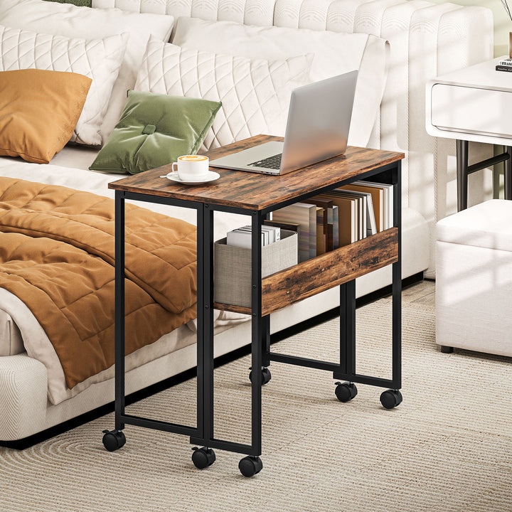 80 cm Drop Leaf Writing Work Desk - Rustic Brown