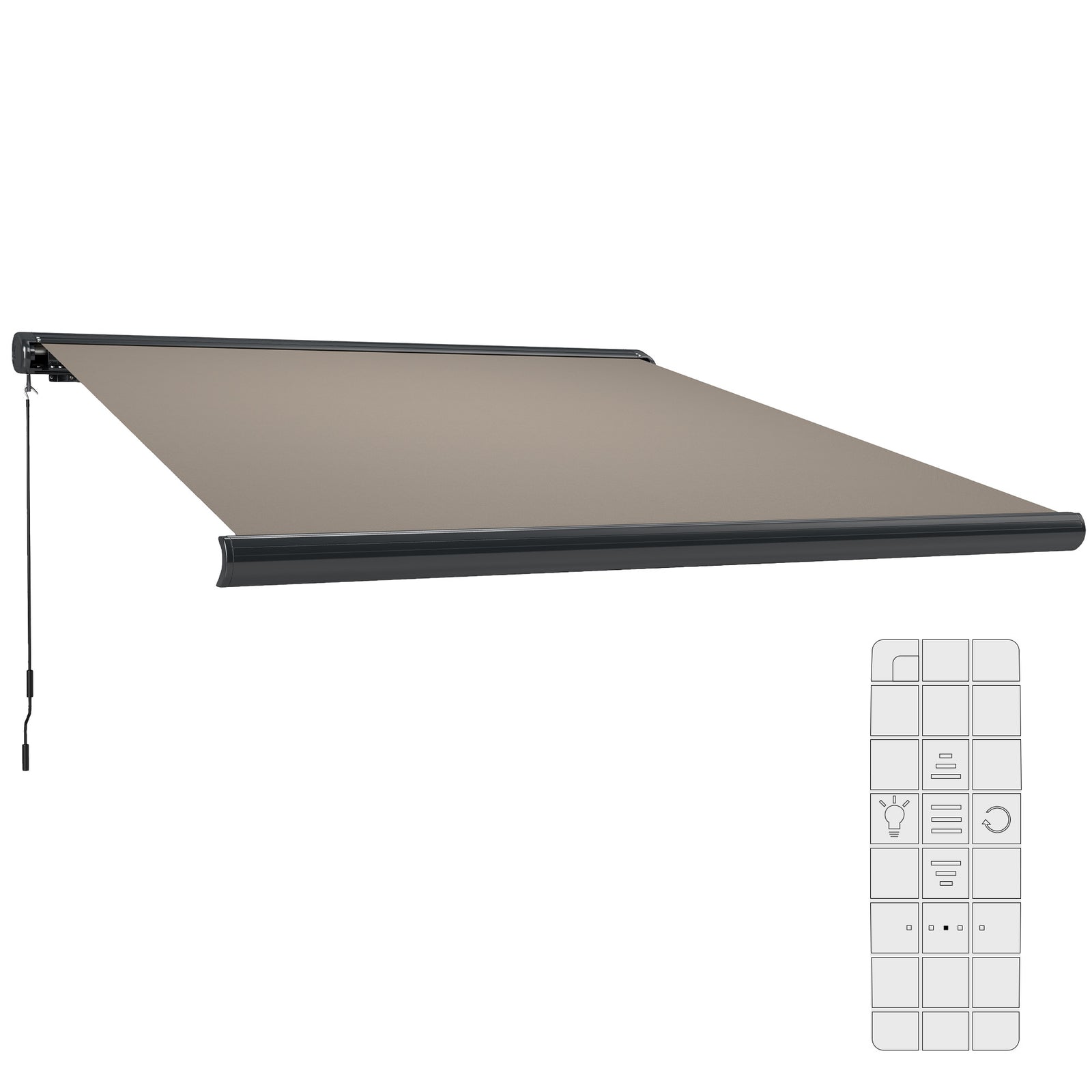 3.5 x 3 m Electric Awning with Remote Controller, Aluminium Frame DIY Retractable Awning, UV50+ Sun Shade Canopy for Garden Patio Deck Door Window, Light Grey