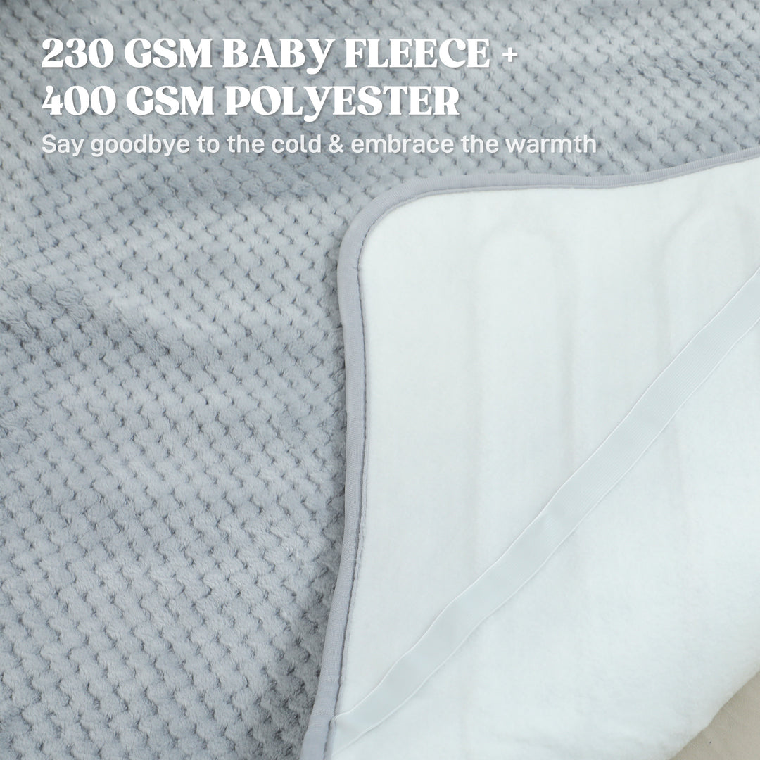 MCL Heated Electric Blanket, Warm Throw Blanket with 5 Heating Levels, 10 Hour Auto-Off Timer, Grey