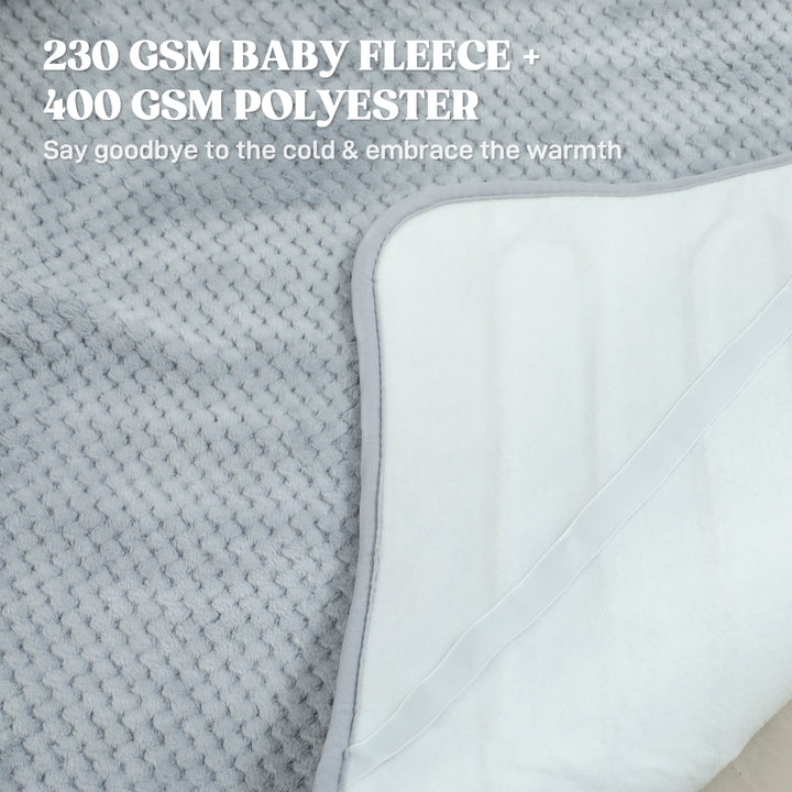 MCL Heated Electric Blanket, Warm Throw Blanket with 5 Heating Levels, 10 Hour Auto-Off Timer, Grey