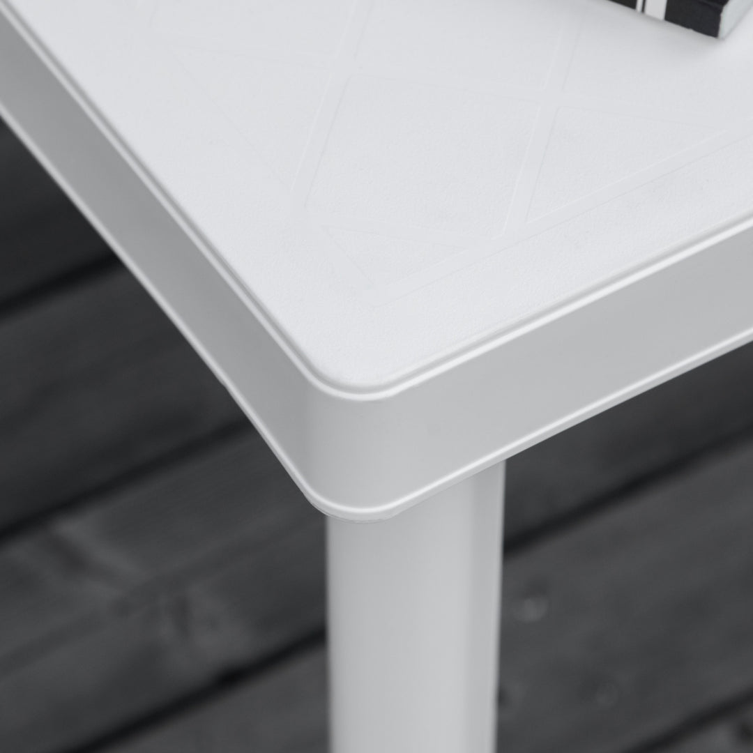 Garden Side Table Plastic Outdoor Square Coffee End Table for Drink Snack, White