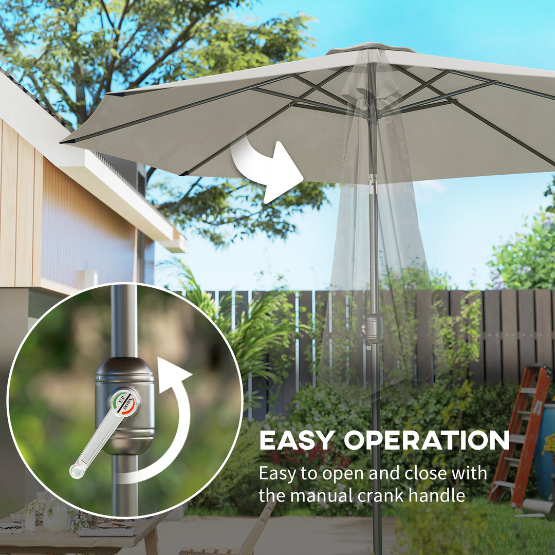 MCL 3(m) Tilting Parasol Garden Umbrellas, Outdoor Sun Shade with 8 Ribs, Tilt and Crank Handle for Balcony, Bench, Garden, Light Grey