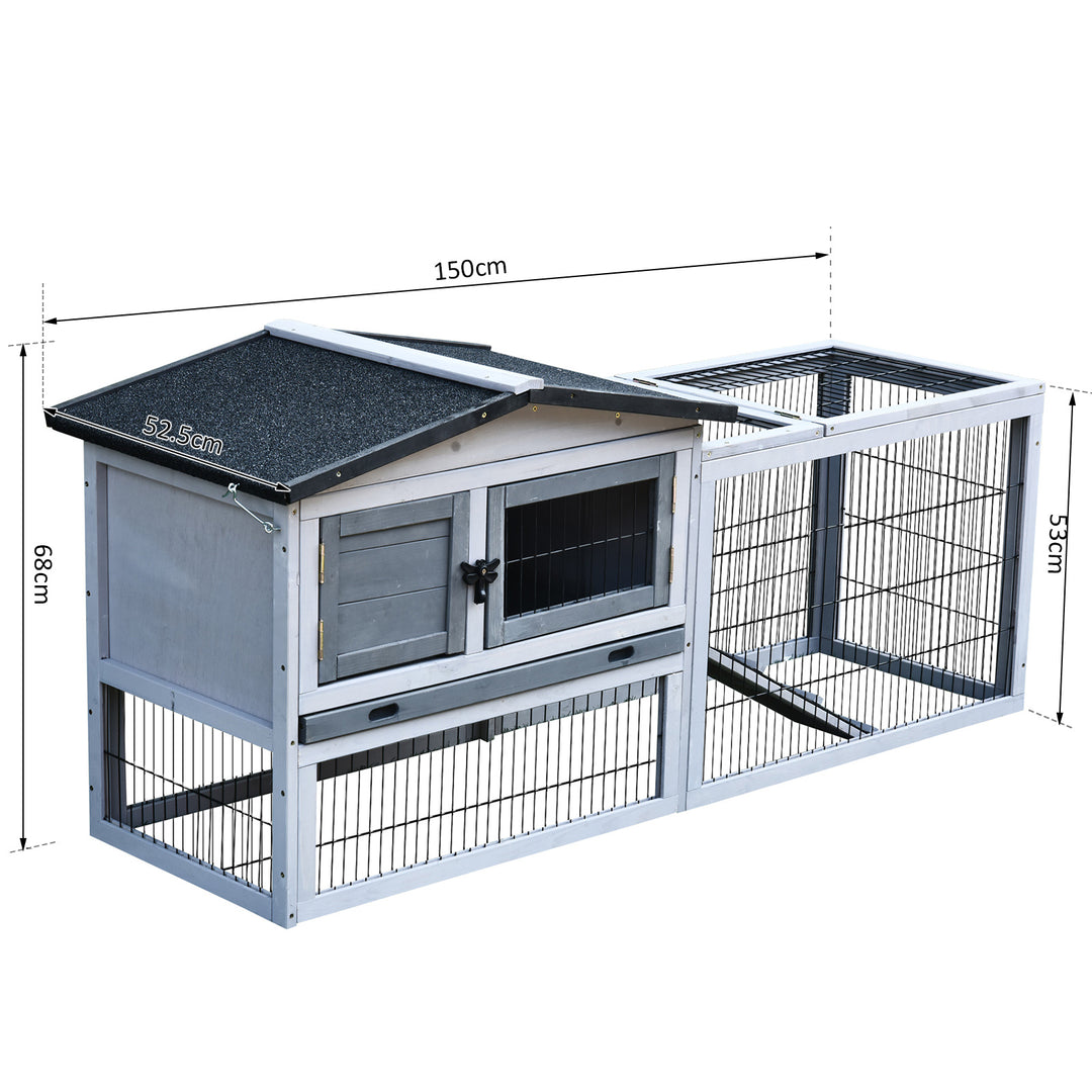 Small Animal Two-Level Fir Wood Guinea Pigs Hutches w/ Ramp Burnt Grey