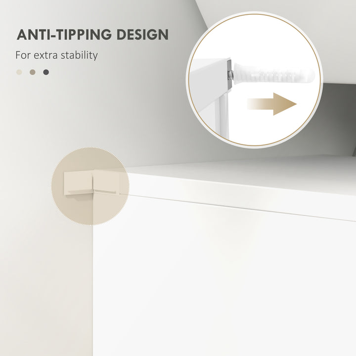 MCL Under Sink Cabinet, Bathroom Vanity Unit, Pedestal Under Sink Design, Storage Cupboard with Adjustable Shelf, High Gloss, White