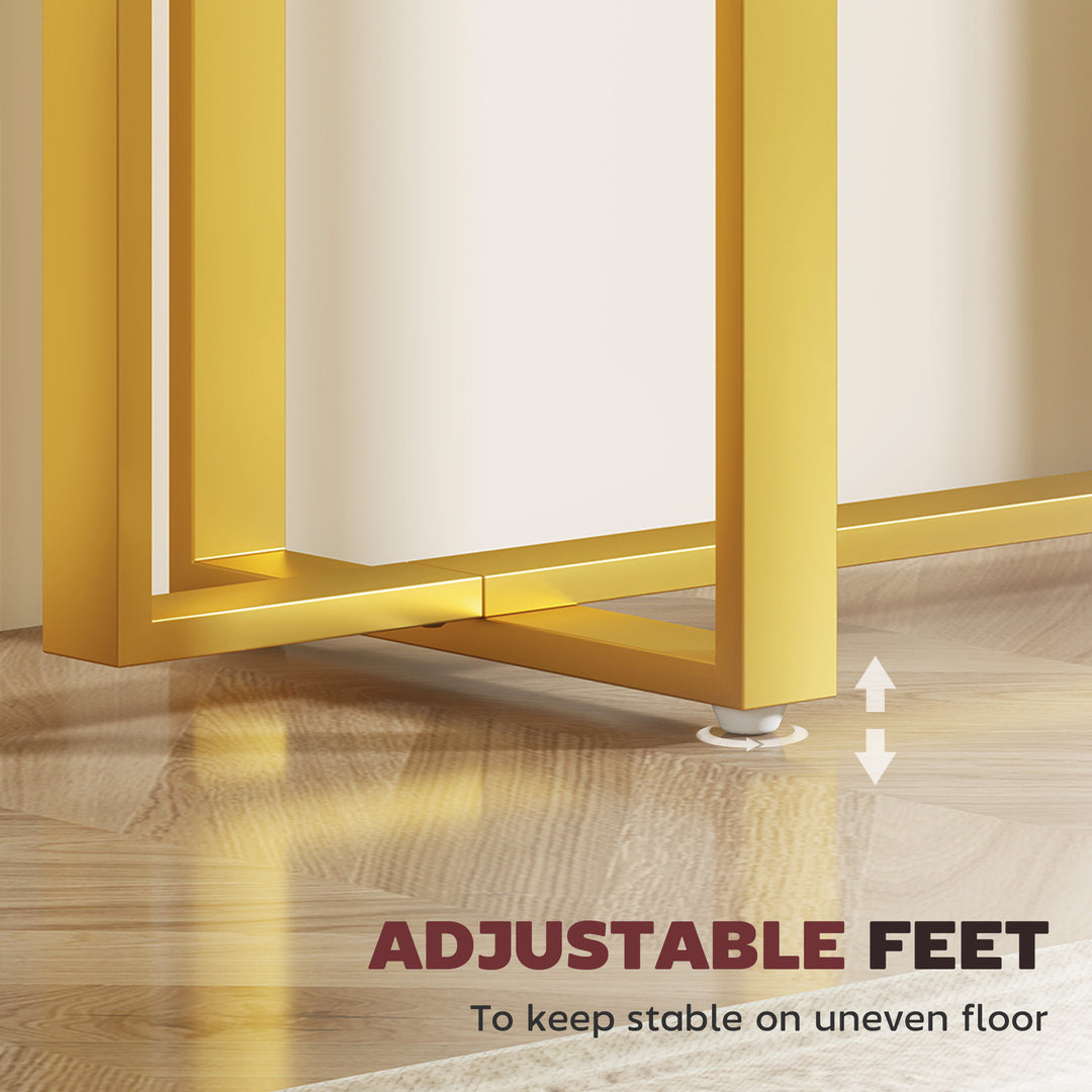 Console Table with Faux Marble Top, 100 cm Narrow Entryway Table with Anti-tipping Device, Steel Frame