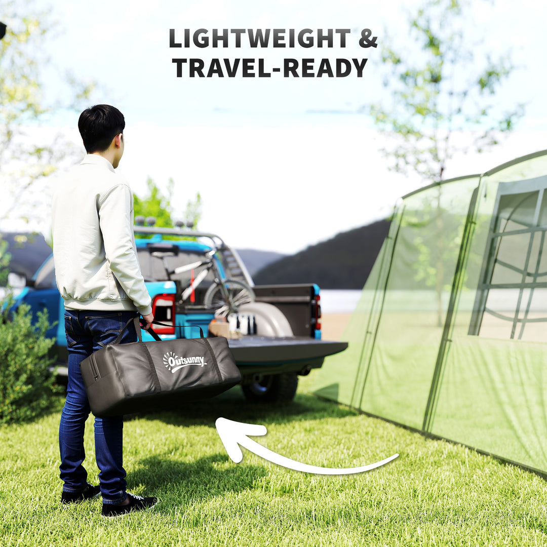 4 Man Tunnel Tent, Family Camping Tent with Porch, Bedroom and Living Area, Sewn in Groundsheet, 3000mm Waterproof, Portable with Bag for Hiking, Festival, Backpacking, Green