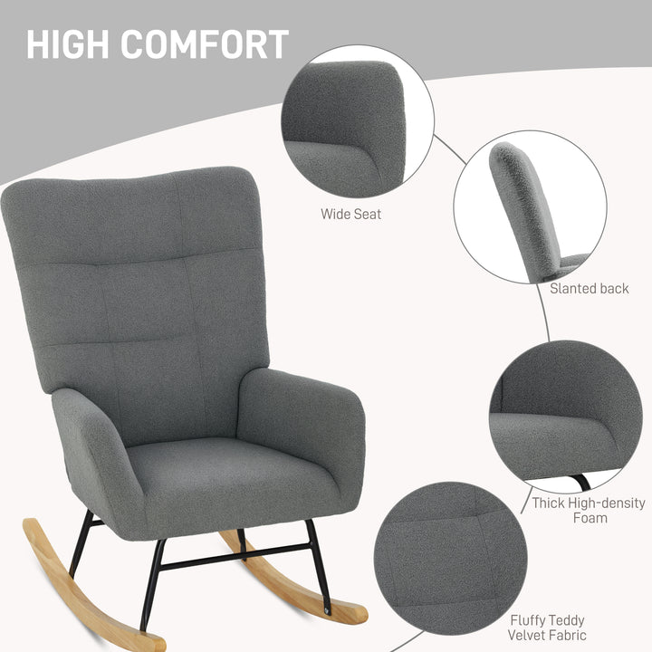 Teddy Fleece Rocking Chair - Grey