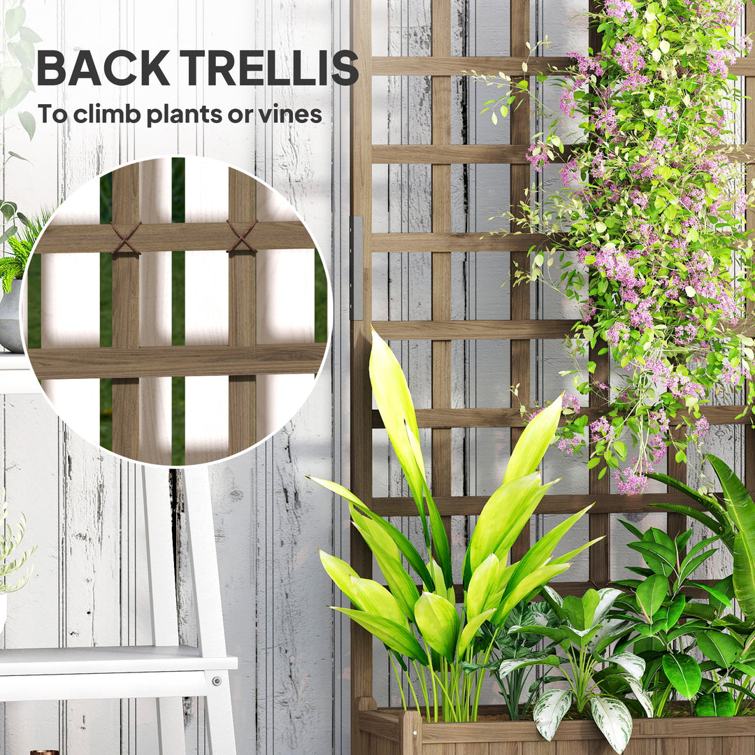 Wooden Trellis Planter, Raised Garden Bed with Wheels, to Climb and Grow Vegetables, Herbs and Flowers, Brown