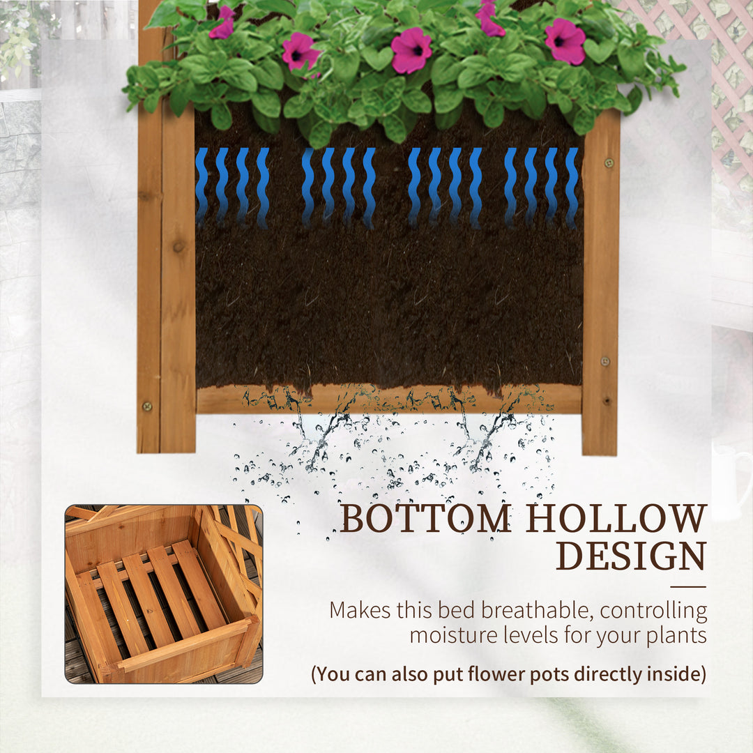 Wooden Planter with Corner Trellis, Freestanding Raised Garden Bed with Drainage Bottom, Outdoor Planter Box