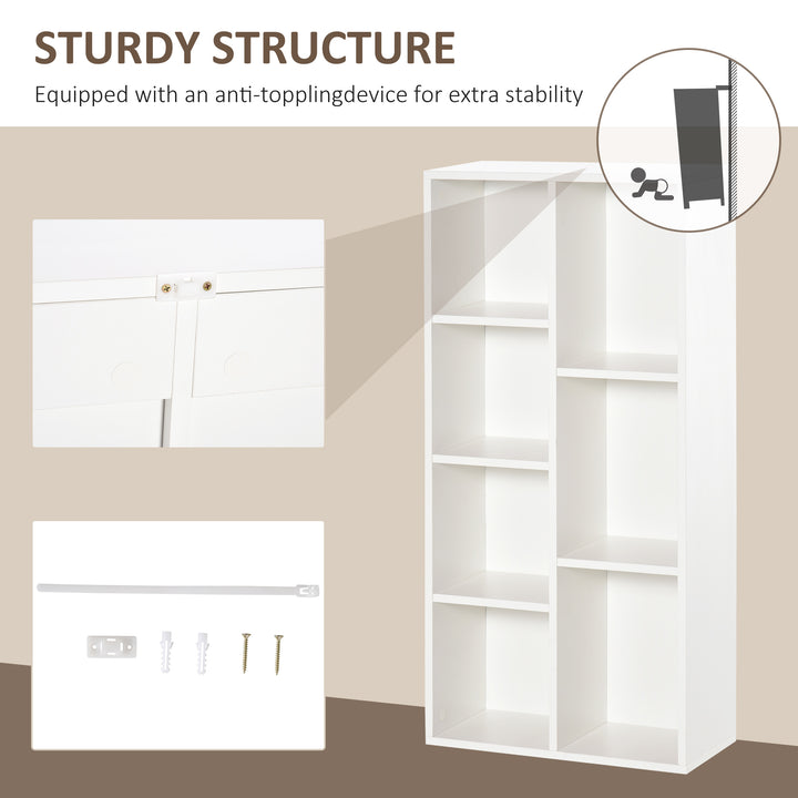 HOMCOM Seven-Cube Bookcase - White Wood Effect