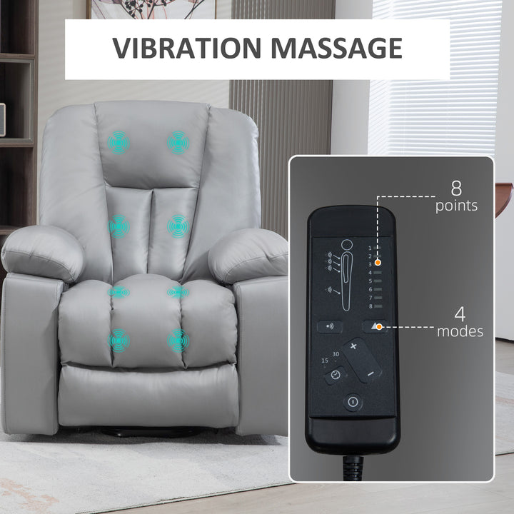 Leathaire Eight Massage Point Armchair, with Reclining Back - Charcoal Grey